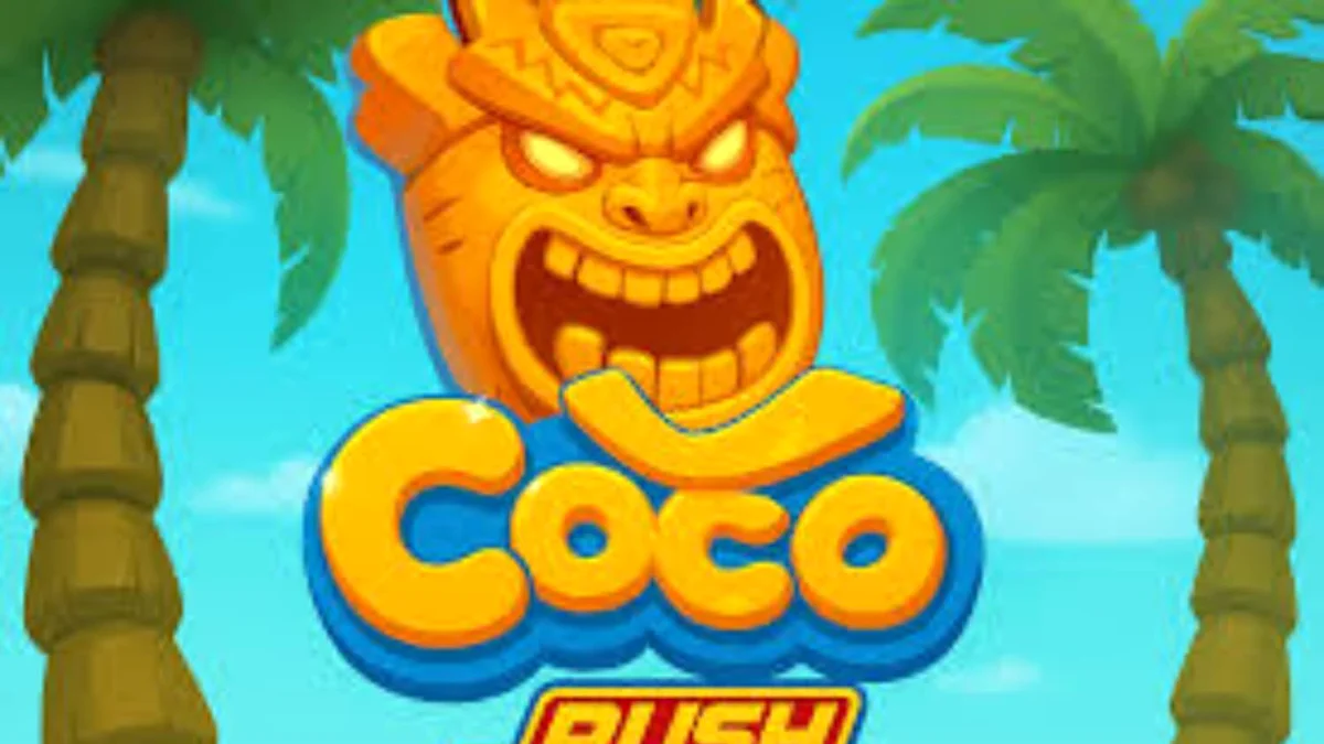 Interface vibrante do slot Coco Rush com elementos tropicais e símbolos de tesouro.